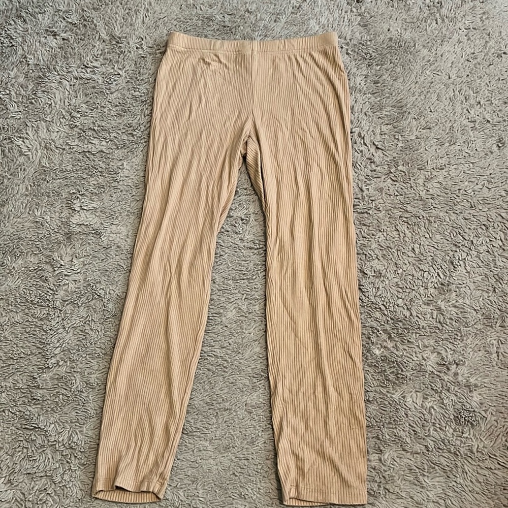 Brown Ribbed Leggings